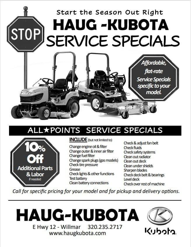 Haug Kubota Service Specials